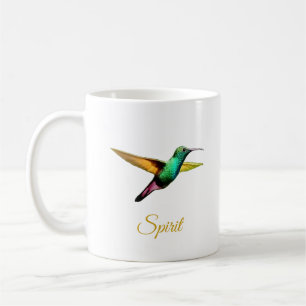 Taza De Café Colibrí multicolor lindo y caligrafía