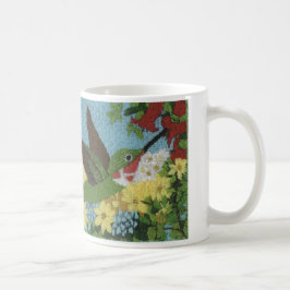 Taza De Café Colibrí reproducido de un bordado de la mano