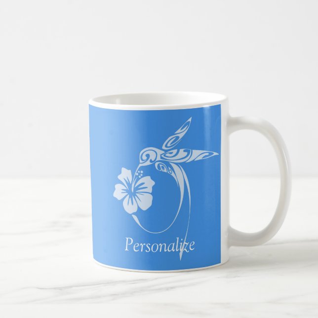 Taza De Café Colibrí Sencillo y Elegante Azul y Blanco (Derecha)