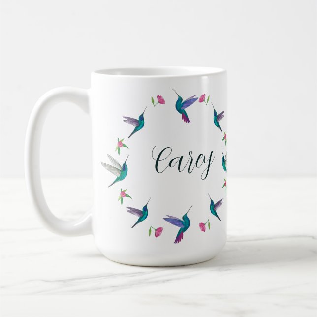 Taza De Café Colibrí violeta personalizado (Izquierda)