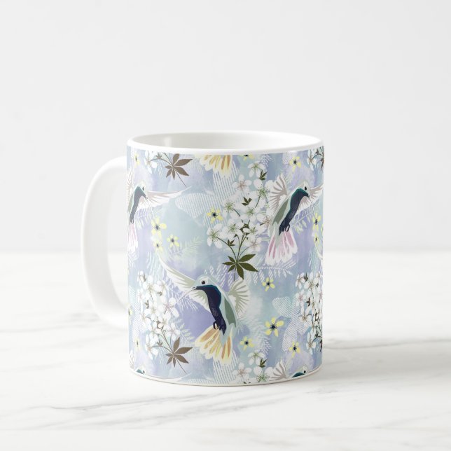 Taza De Café Colibrí y flores blancas (Anverso izquierdo)