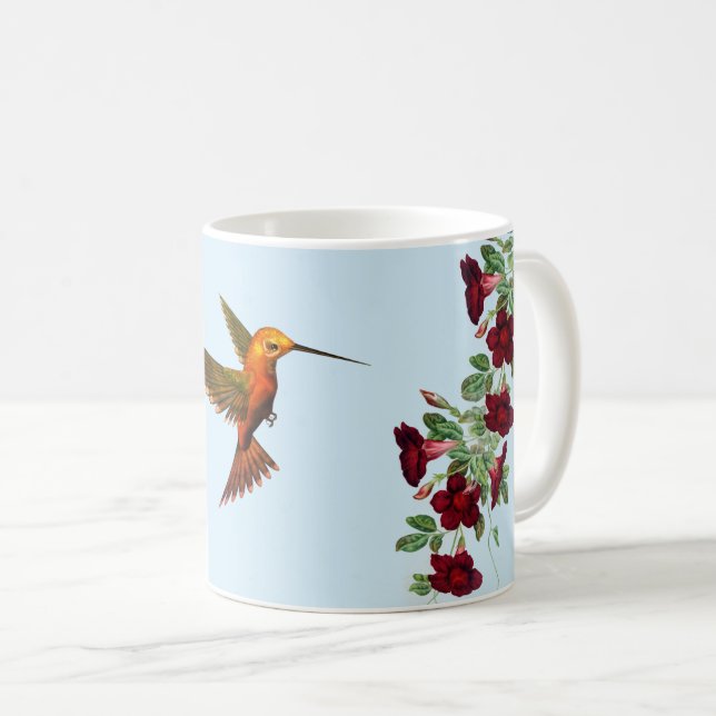 Taza De Café Colibrí y Flores Rojas (Anverso derecho)
