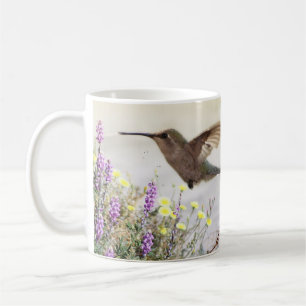 Taza De Café Colibrí y flores silvestres arte digital