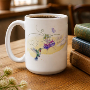 Taza De Café Colibrí y Mariposa Inspiradores