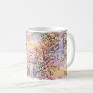 Taza De Café Colibríes Hibisco Cascada Alegre