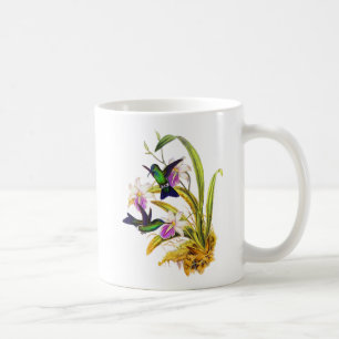 Taza De Café Colibríes y orquídeas púrpuras