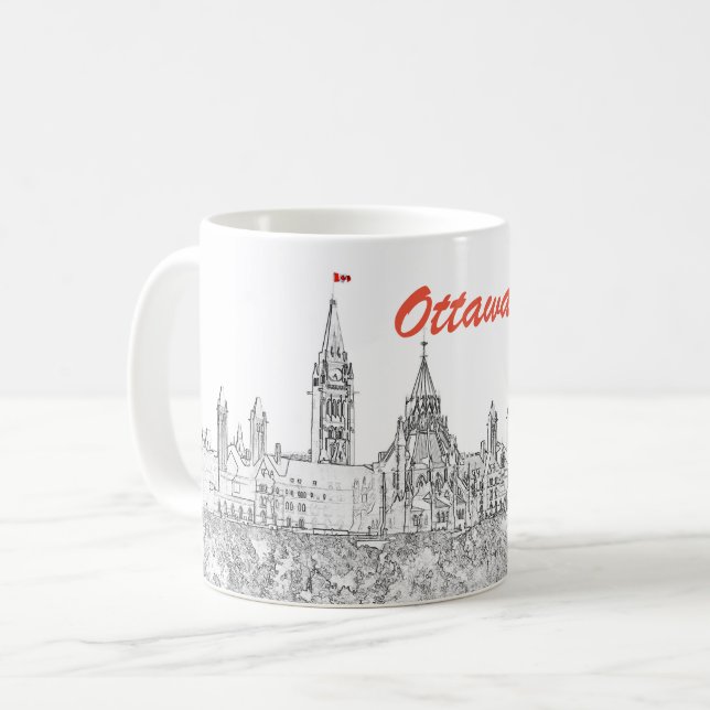 Taza De Café Colina del Parlamento en Ottawa - Ontario, Canadá (Anverso izquierdo)