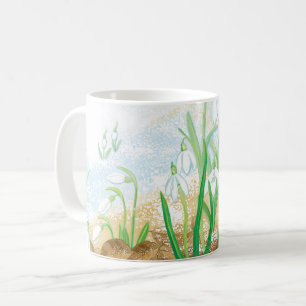 Taza De Café Colirio blanco, Ilustracion Galanthus nivalis