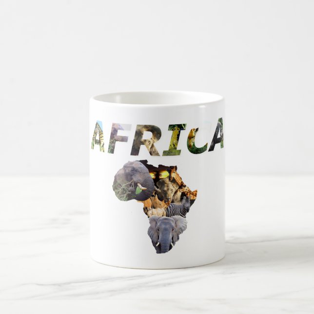 Taza De Café Collage africano sobre el continente africano de v (Centro)