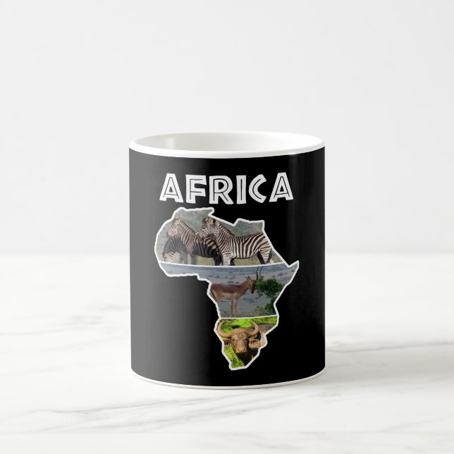 Taza De Café Collage blanco del continente africano de vida sil (Centro)
