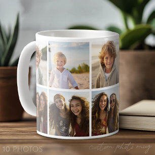 Taza De Café Collage de 10 fotos minimalista - Cuadrícula blanc