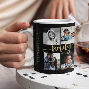 Taza De Café Collage de 10 fotos personalizadas con texto famil