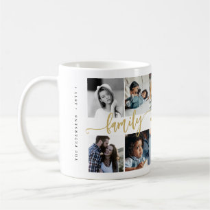 Taza De Café Collage de 10 fotos personalizado con texto famili