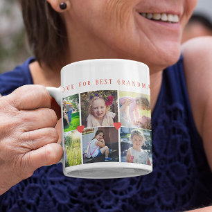 Taza De Café collage de 12 fotos AMOR para la MEJOR ABUELA en l