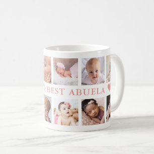 Taza De Café Collage de 12 fotos moderno rosa Abuela la mejor d