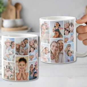 Taza De Café Collage de 14 fotos personalizadas simple
