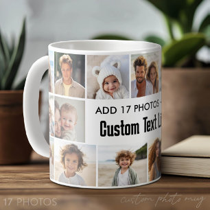 Taza De Café Collage de 17 fotos simple con área de texto