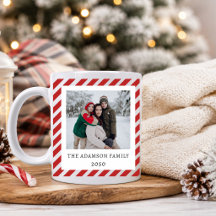 Collage de 2 fotos Navideño Rayas Rojas Personaliz