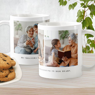 Taza De Café Collage de 3 Fotos de Abuela con Frase Personaliza