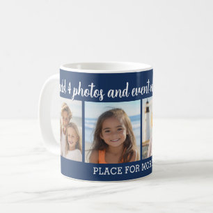 Taza De Café Collage de 4 fotos con 2 líneas de texto - Fiesta