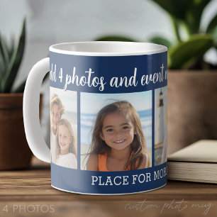 Taza De Café Collage de 4 fotos con 2 líneas de texto - Fiesta
