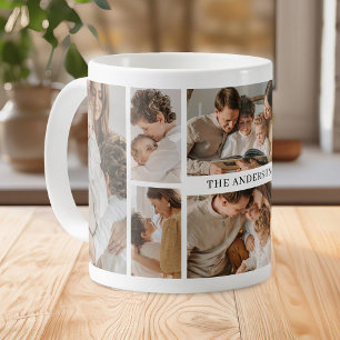Taza De Café Collage de 8 fotos familiares personalizadas