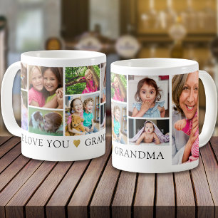 Taza De Café Collage de 9 fotos modernas Te amamos abuela  
