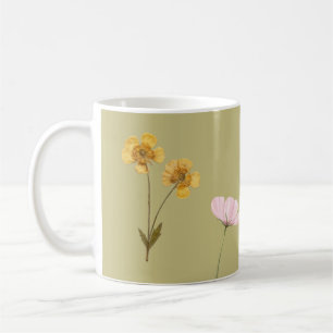 Taza De Café Collage de Acuarela de Flores Silvestres Vintage s