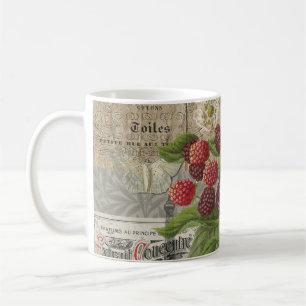 Taza De Café Collage de Arte de Ephemera Francés de Moras Vinta