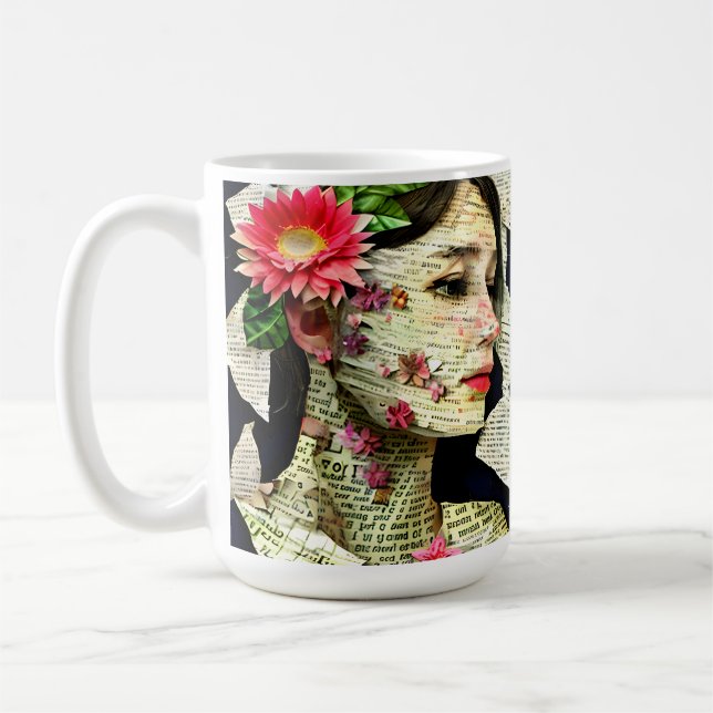 Taza De Café Collage de arte de la mujer bonito (Izquierda)
