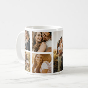 Taza De Café Collage de cinco fotos de recién casadas simple