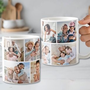 Taza De Café Collage de cuadrícula de 8 fotos minimalista moder