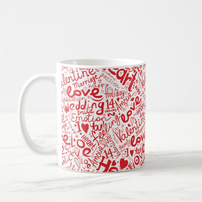 Taza De Café Collage de el día de San Valentín Love Words (Izquierda)