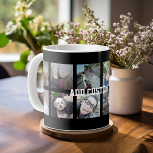 Taza De Café Collage de fotos 12 con el fondo negro
