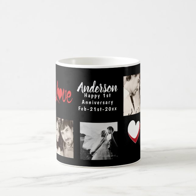 Taza De Café COLLAGE DE FOTOS 20.º 25.º 30º Aniversario Negro (Centro)