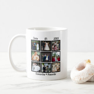 Taza De Café Collage de fotos 9 Aniversario de la boda personal