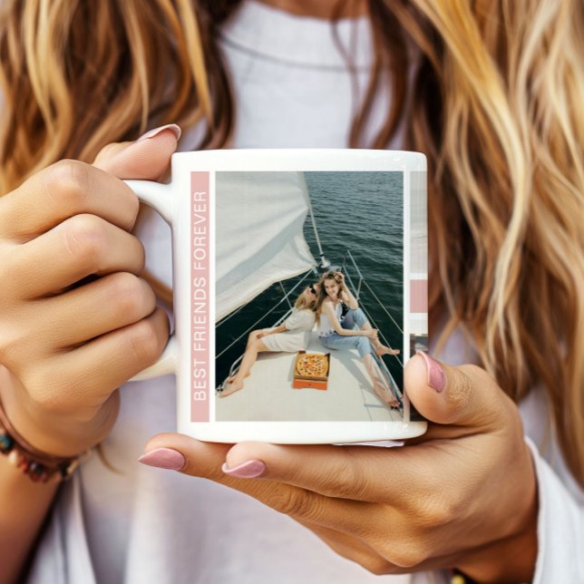 Taza De Café Collage de fotos Best Friends Besties 6 (Create your own Best Friends Photo Collage Mug by MINTIC DESIGN STUDIO)