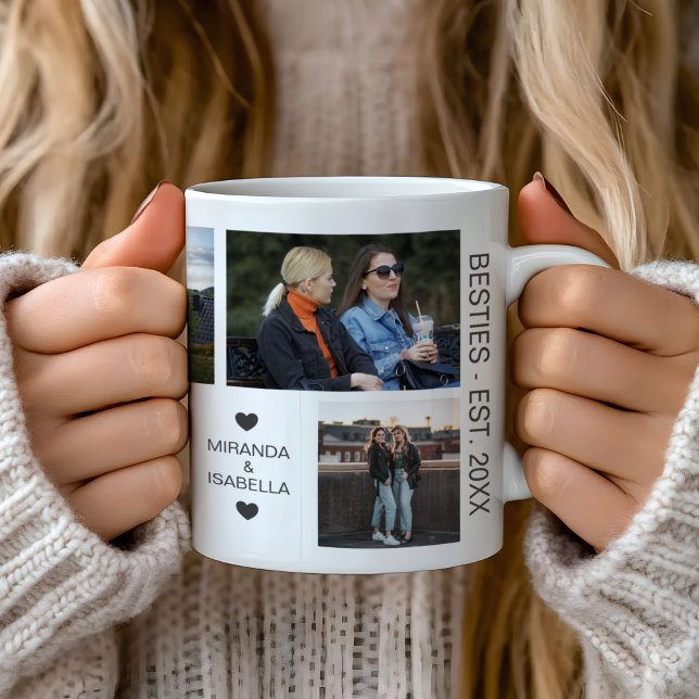Taza De Café Collage de fotos Best Friends Besties 7 (Add Your Own 7 Photos Best Friends - Besties Mug by MINTIC DESIGN STUDIO)