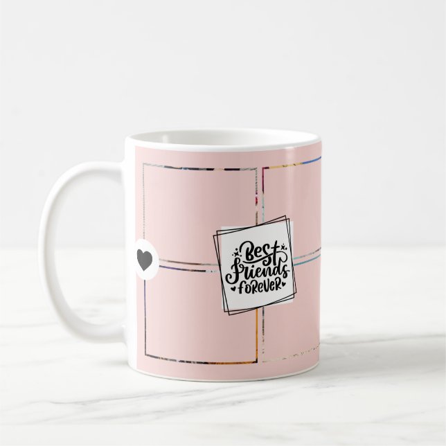 Taza De Café Collage de fotos Best Friends Forever (Izquierda)