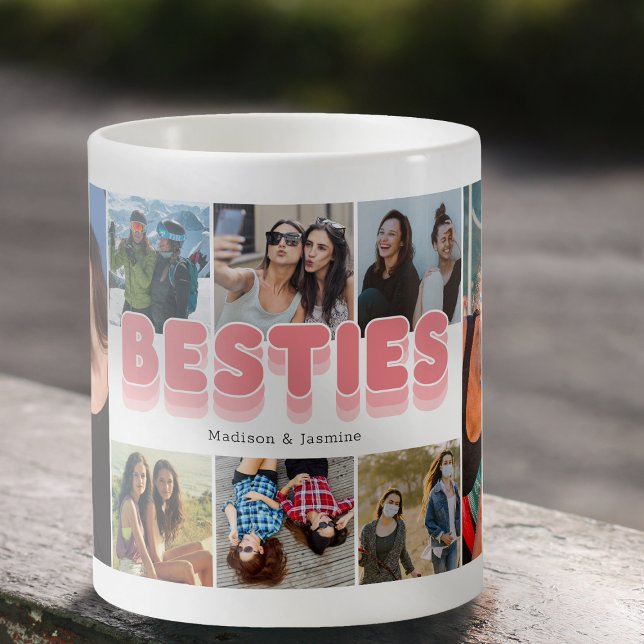 Taza De Café Collage de fotos Besties Best Friend (Our mugs are like your best friend – always there to hold your secrets.)