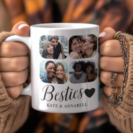 Taza De Café Collage de fotos Besties Black & White 14