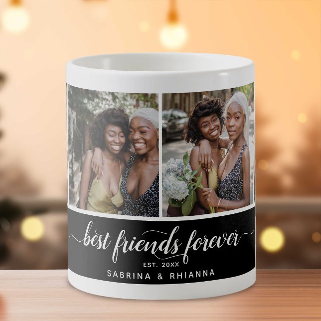 Taza De Café Collage de fotos Calligraphy Best Friends Forever (Subido por el creador)