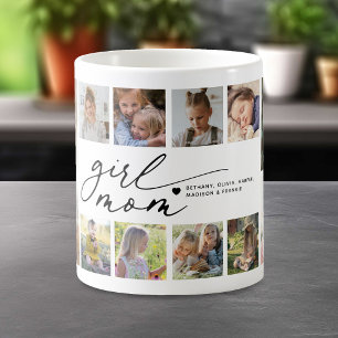 Taza De Café Collage de Fotos Chica Mamá