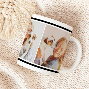 Taza De Café Collage de fotos clásico con franja negra