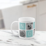 Taza De Café Collage de fotos de abuela de NONNA<br><div class="desc">Personalizar este lindo y moderno diseño de tazas para celebrar a tu abuela italiana favorita este Día de la Madre, ¡Navidades o cumpleaños! Funciones de diseño alternando cuadrados de fotos y bloques turquesa de letras acuáticas que escriben "NONNA" en letras serif modernas. Añade cinco de tus fotos cuadradas favoritas (perfectas...</div>