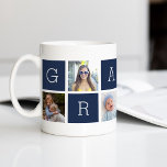 Taza De Café Collage de fotos de abuelo de personalizado Gramps<br><div class="desc">Crea un dulce bigote para un querido abuelo este Día del Padre o Día de los Abuelos con este sencillo diseño que incluye seis de tus fotos favoritas de Instagram, dispuestas en un collage con cuadrados alternados en azul marino, con "Gramps". Personaliza con fotos favoritas de sus nietos para un...</div>