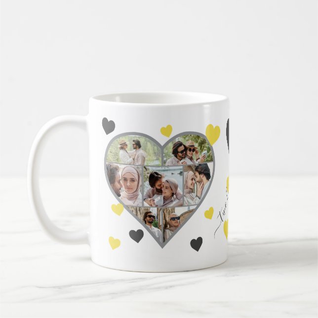 Taza De Café Collage de fotos de compromiso café Mug (Izquierda)