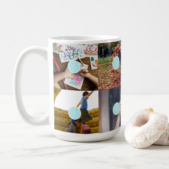 Taza De Café Collage de fotos de Familia Simple 8 (Con donut)