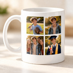 Taza De Café Collage de Fotos de Graduación con Texto Personali