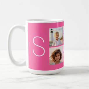 Taza De Café Collage de fotos de Instagram rosa caliente femeni